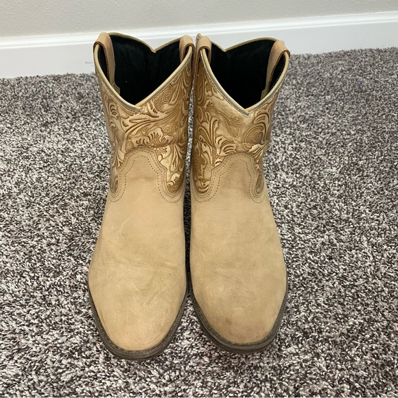 Dingo Valerie Paisley Tan Western Booties Floral Tooled Leather Women’s 9 - Picture 2 of 8